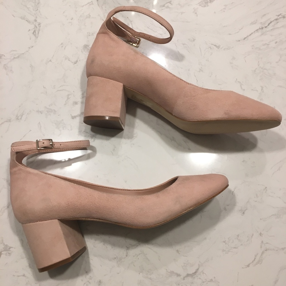 Pink Aldo suede block heel ankle shoes / sandals